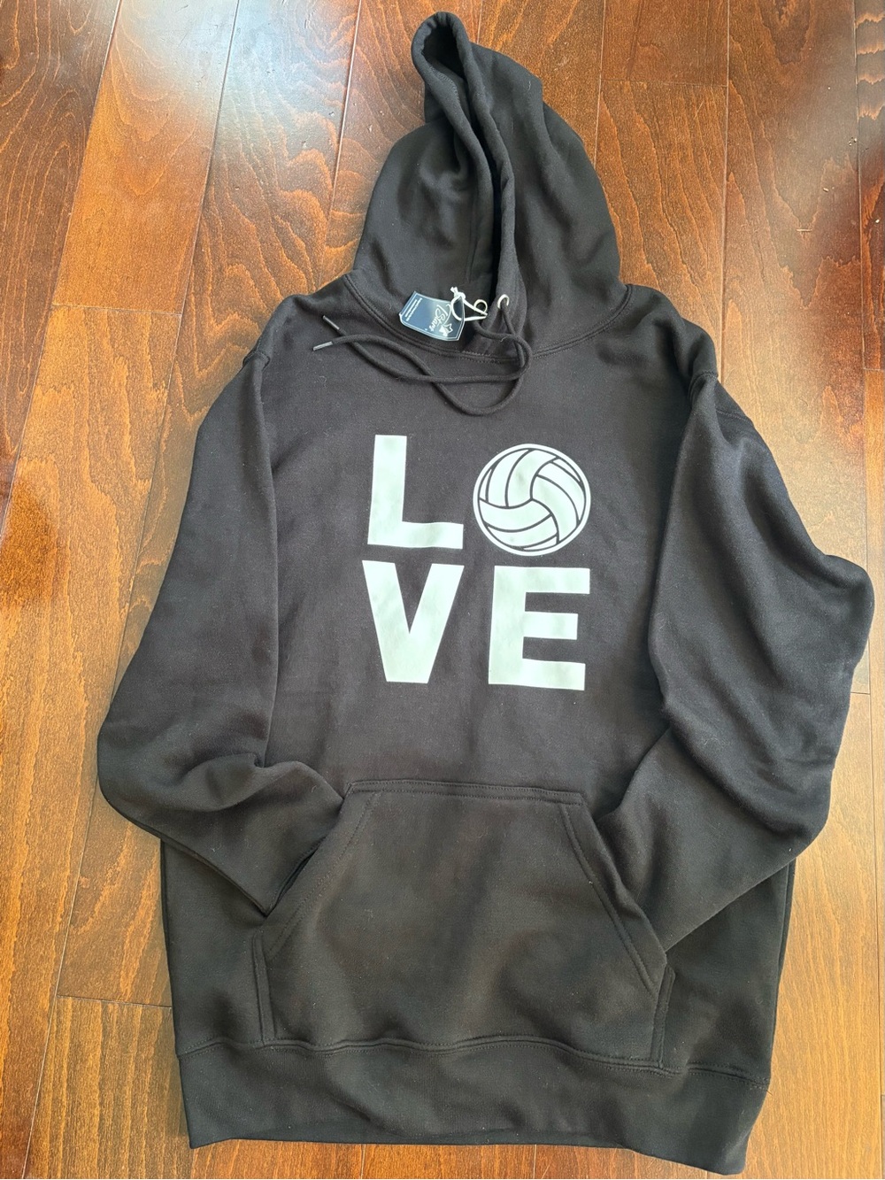 TStars Black Women's Volleyball "LOVE" Pullover Hoodie, Size M